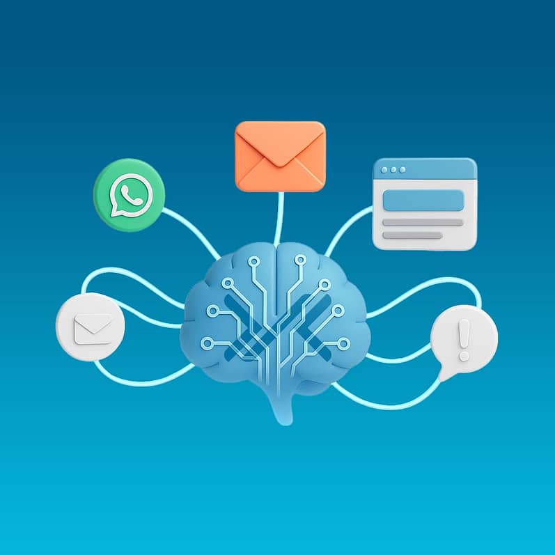 Omnichannel marketing icons representing cross-platform customer engagement
